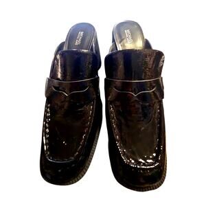 Michael Kors Black Patent Leather Platform Mules